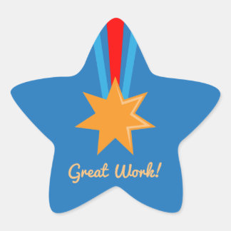 Great Work Bronze Star Red and Blue School Award Sticker