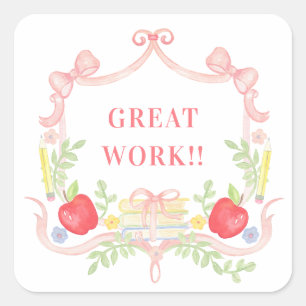 Great Work Classroom Crest Square Sticker