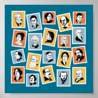 Great writers, poets and playwrights on stamps-1