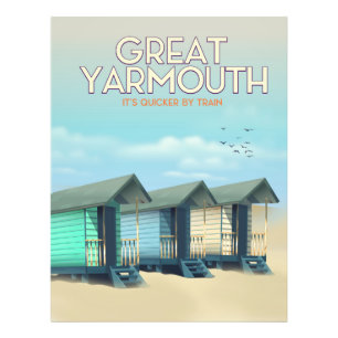 Great Yarmouth Beach hut travel poster