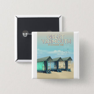 Great Yarmouth Beach hut travel poster 2 Inch Square Button
