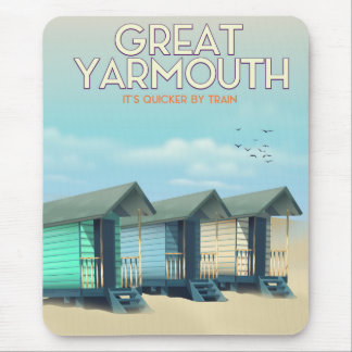 Great Yarmouth Beach hut travel poster Mouse Pad