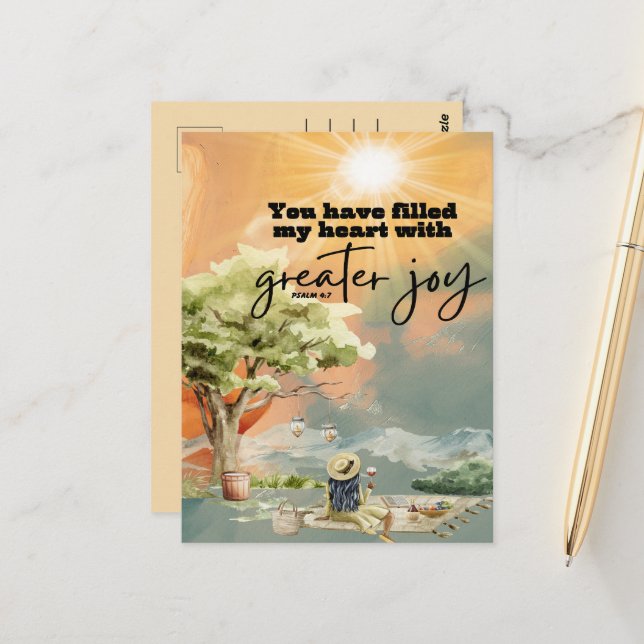 Greater Joy Bible Verse Psalm 4 7 Postcard (Front/Back In Situ)