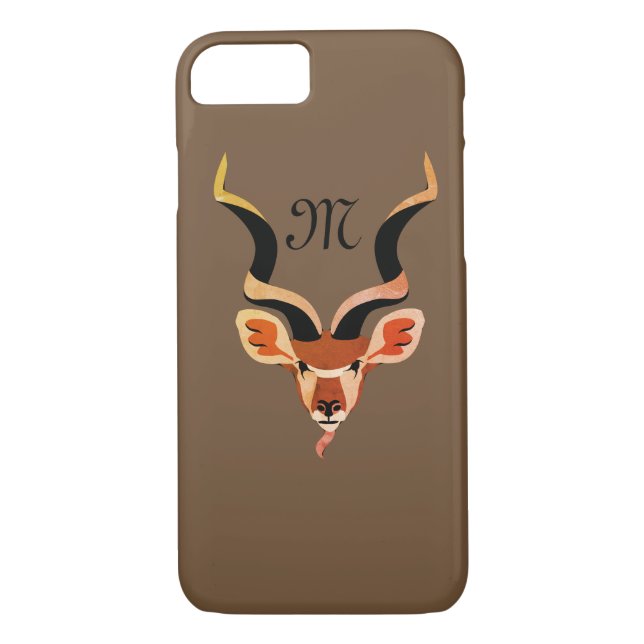Greater Kudu Head Illustrated Monogram Case-Mate iPhone Case (Back)