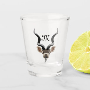 Greater Kudu Head Illustrated Monogram Shot Glass