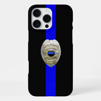 Greater Love Police Badge Thin Blue Line iPhone 16 Pro Max Case