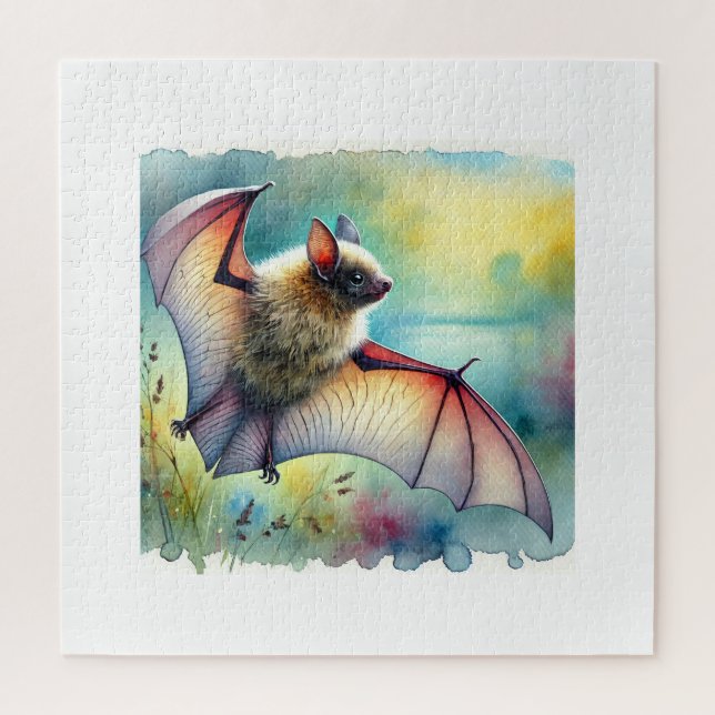 Greater Noctule Bat 120924AREF149 - Watercolor Jigsaw Puzzle (Vertical)
