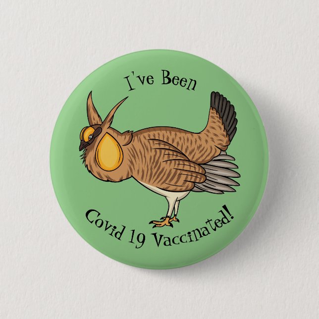 Greater prairie chicken cartoon illustration 2 inch round button (Front)