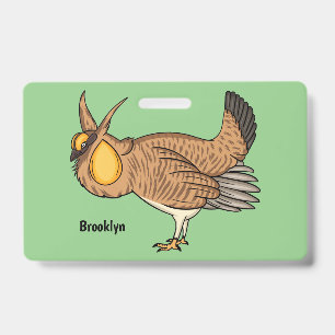 Greater prairie chicken cartoon illustration badge
