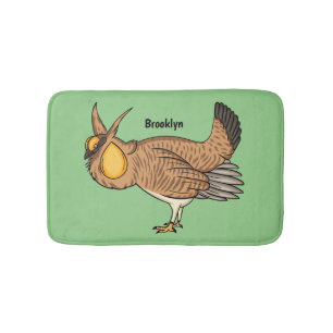 Greater prairie chicken cartoon illustration bath mat