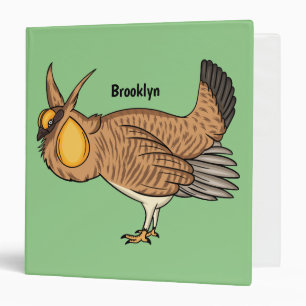 Greater prairie chicken cartoon illustration binder