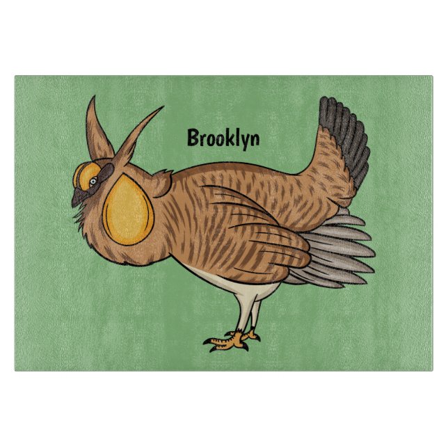 Greater prairie chicken cartoon illustration  cutting board (Front)