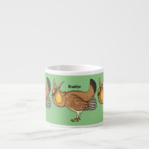 Greater prairie chicken cartoon illustration espresso cup