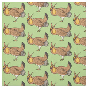 Greater prairie chicken cartoon illustration fabric