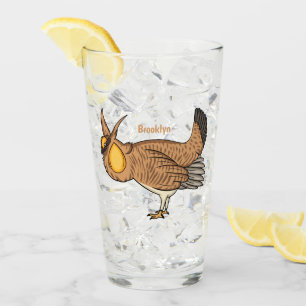 Greater prairie chicken cartoon illustration glass