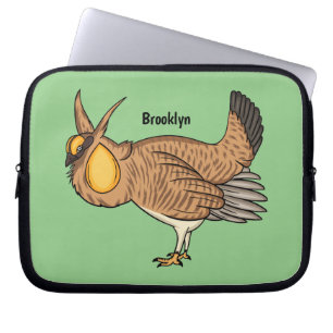 Greater prairie chicken cartoon illustration  laptop sleeve