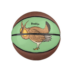 Greater prairie chicken cartoon illustration mini basketball