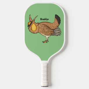 Greater prairie chicken cartoon illustration pickleball paddle