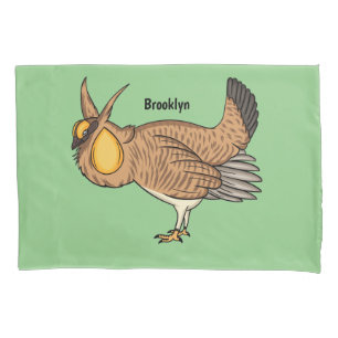 Greater prairie chicken cartoon illustration pillowcase