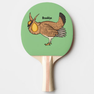 Greater prairie chicken cartoon illustration  ping pong paddle