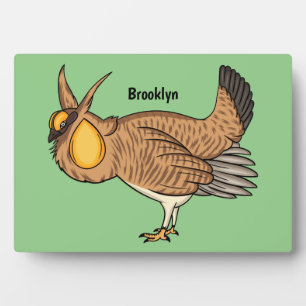 Greater prairie chicken cartoon illustration plaque