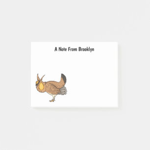 Greater prairie chicken cartoon illustration post-it notes