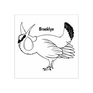 Greater prairie chicken cartoon illustration rubber stamp