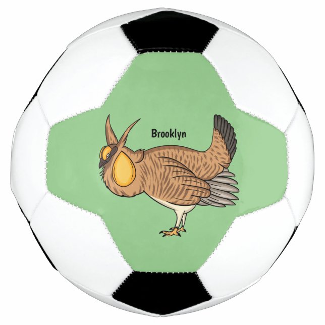 Greater prairie chicken cartoon illustration  soccer ball (Front)