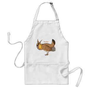 Greater prairie chicken cartoon illustration standard apron