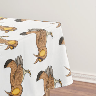 Greater prairie chicken cartoon illustration tablecloth