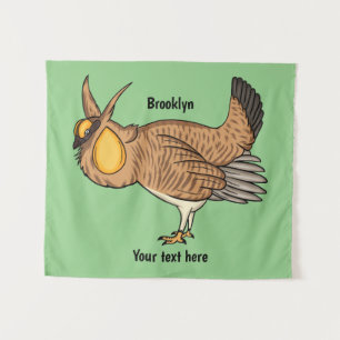 Greater prairie chicken cartoon illustration tapestry