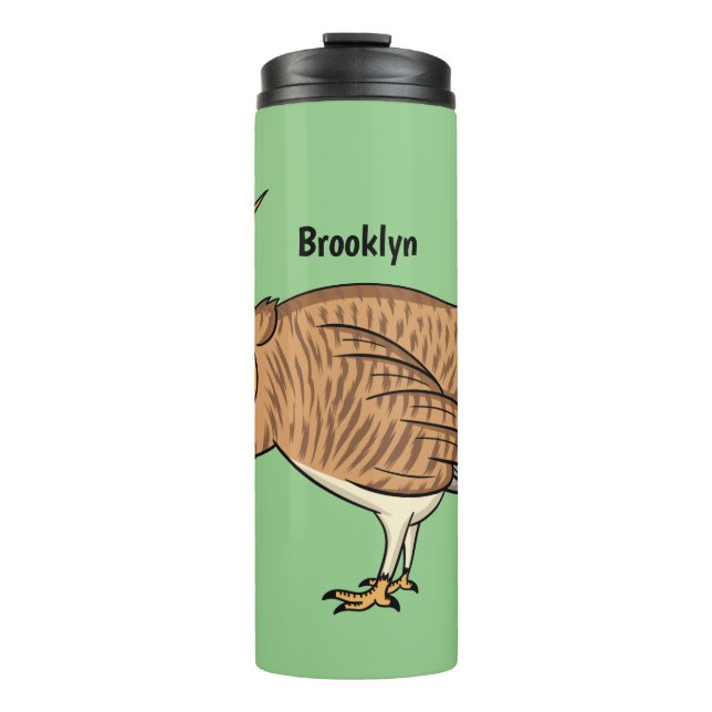 Greater prairie chicken cartoon illustration  thermal tumbler (Front)