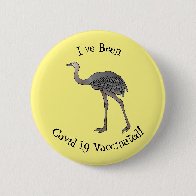 Greater rhea bird cartoon illustration  2 inch round button (Front)