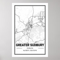 Greater Sudbury Ontario Canada Travel City Map