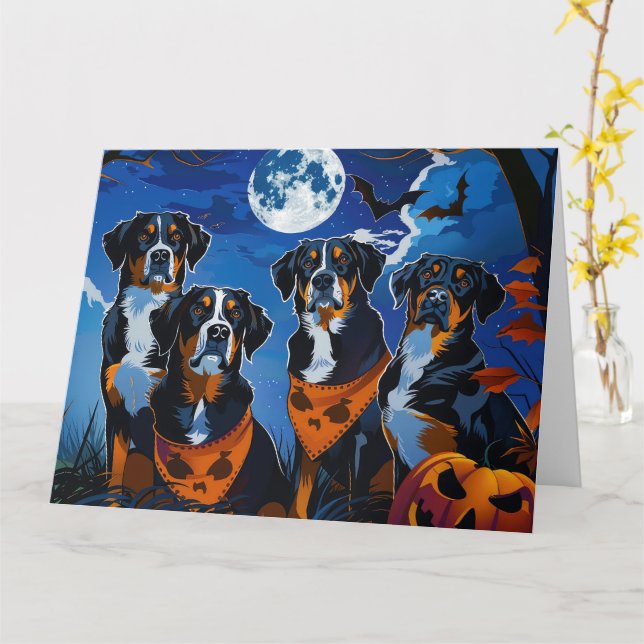 Greater Swiss Halloween Spooky Card (Yellow Flower)