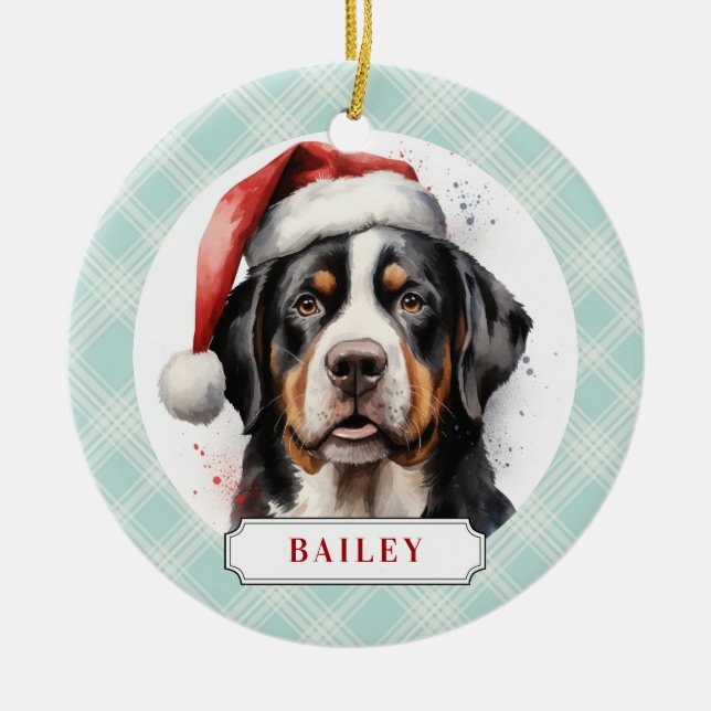 Greater Swiss Mountain Dog Ceramic Circle Ornament (Front)