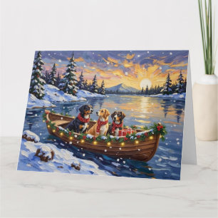 Greater Swiss Mountain Dog Christmas Boat Holiday Card