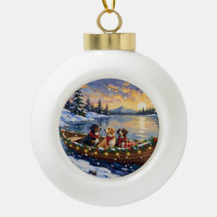 Greater Swiss Mountain Dog Christmas Boat Holiday Ceramic Ball Christmas Ornament