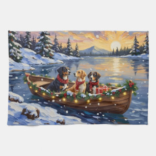 Greater Swiss Mountain Dog Christmas Boat Holiday Kitchen Towel