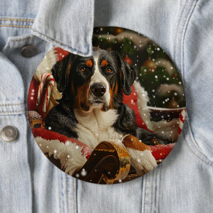 Greater Swiss Mountain Dog Christmas Festive 6 Inch Round Button