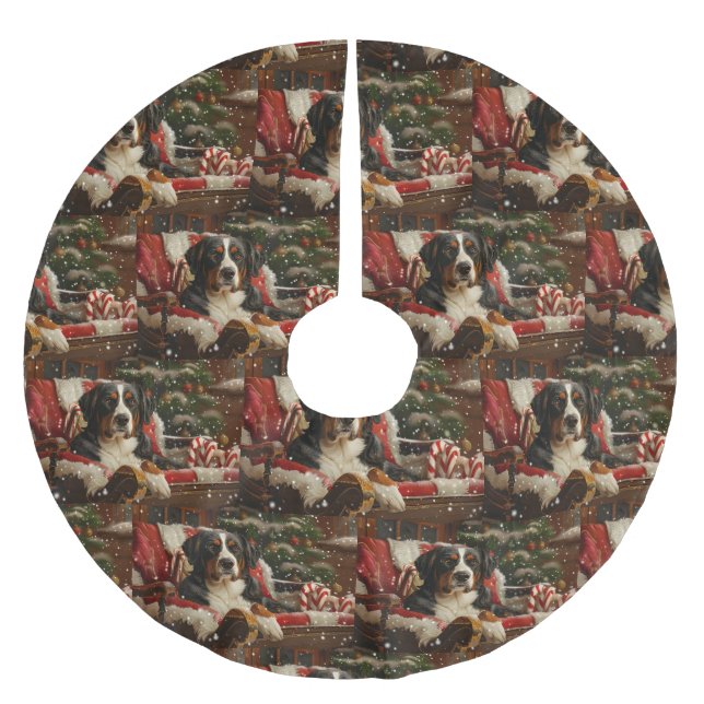 Greater Swiss Mountain Dog Christmas Festive Brushed Polyester Tree Skirt (Front)