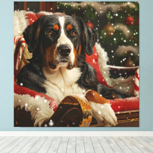 Greater Swiss Mountain Dog Christmas Festive Canvas Print
