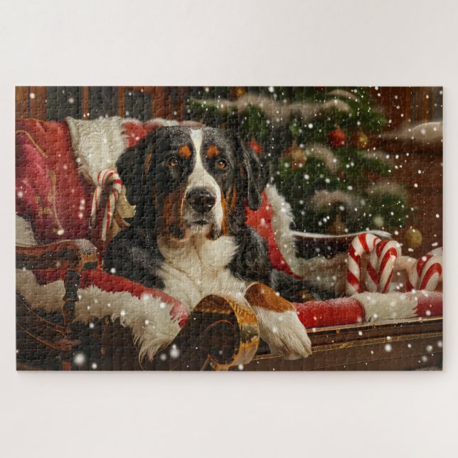 Greater Swiss Mountain Dog Christmas Festive Jigsaw Puzzle (Horizontal)