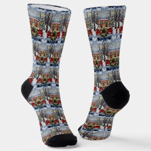 Greater Swiss Mountain Dog Christmas Red Truck Socks