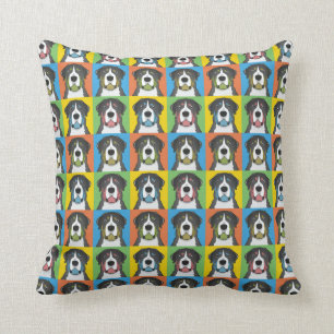 Greater Swiss Mountain Dog Dog Cartoon Pop-Art Throw Pillow