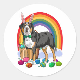 Greater Swiss Mountain Dog Easter Eggs Bunny Classic Round Sticker