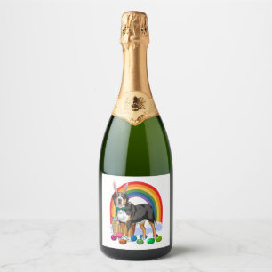 Greater Swiss Mountain Dog Easter Eggs Bunny Sparkling Wine Label