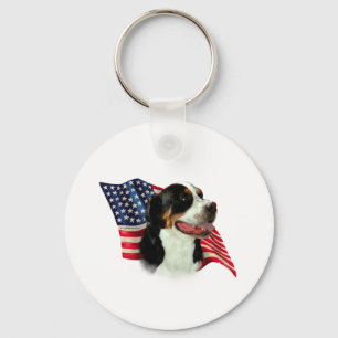 Greater Swiss Mountain Dog Flag Keychain