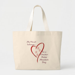 Greater Swiss Mountain Dog Heart Belongs Large Tote Bag