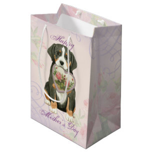 Greater Swiss Mountain Dog Heart Mom Medium Gift Bag